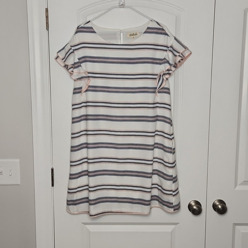 LISTICLE Flowy Striped Ruffle Sleeve Shift Dress